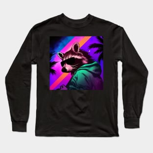 Vaporwave Racoon Long Sleeve T-Shirt